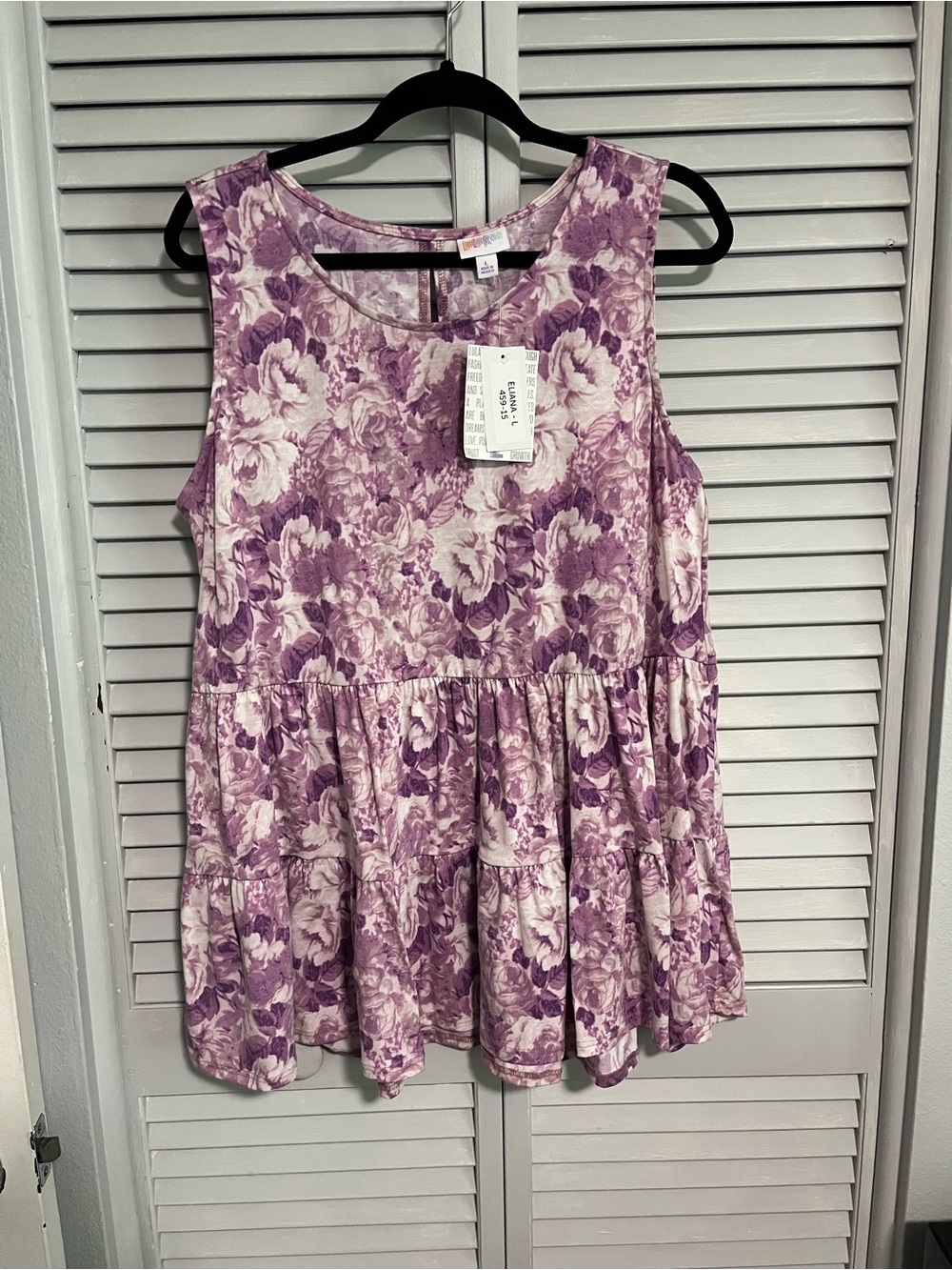 LuLaRoe Lavender Floral Tiered Peplum Top
